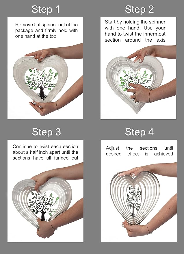 Heart Wind Spinners with Crystals for Yard and Garden, Metal Ornaments for Garden Décor, Outdoor Wind Spinner, Heart Décor Gifts, Outdoor Garden Decoration, 12 inch Heart Wall Décor by ISEO