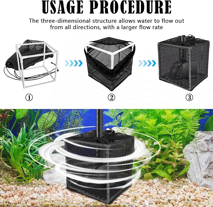 2 PCS Pond Pump Filter Bag, 7 Inch Pond Filter Box with Drawstring, Anti-Clogging Pump Barrier Bag Pump Mesh Bag for Outdoor Water Ponds Filters Pond Biological Filters