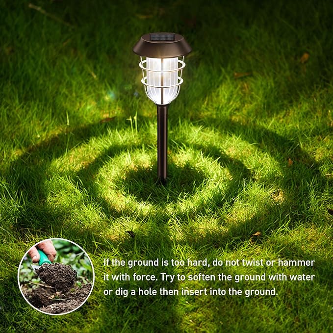 KOOPER Solar Pathway Lights Outdoor, Solar Lights Outdoor, 6 Pack Metal IP65 Waterproof Bright LED Solar Lights for Walkway Garden Yard Patio Decoration, White Light