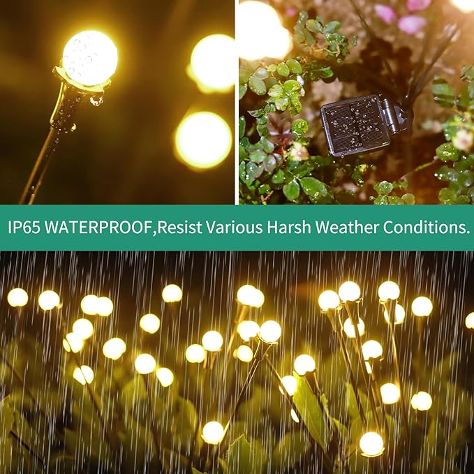 Solar Lights Outdoor Waterproof, 6 Packs 48LED, Solar Garden Lights, Patio Lights, Garden Decor, Patio Decor, Firefly Lights Solar Outdoor, Unique Gifts for Women, Gifts for Grandma