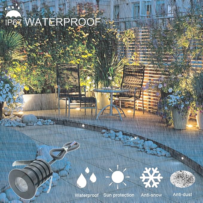 YASHIDA Recessed LED Deck Step Lights with Protecting Shell, In Ground Outdoor LED Landscape Lighting IP67 Waterproof,12V 24V Low Voltage for Garden,Yard Steps,Stair,Patio,Floor,Kitchen Decoration