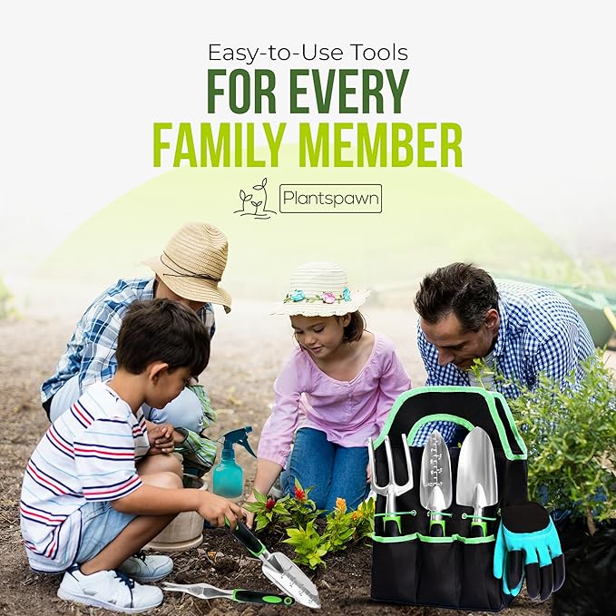 23-Piece Gardening Tools Set with Bag – Heavy-Duty Rust-Proof Hand Tools with Plastic Handles Includes 15 Plant Tags – Ideal Gift for Women, Men, Mom, Dad & Gardeners