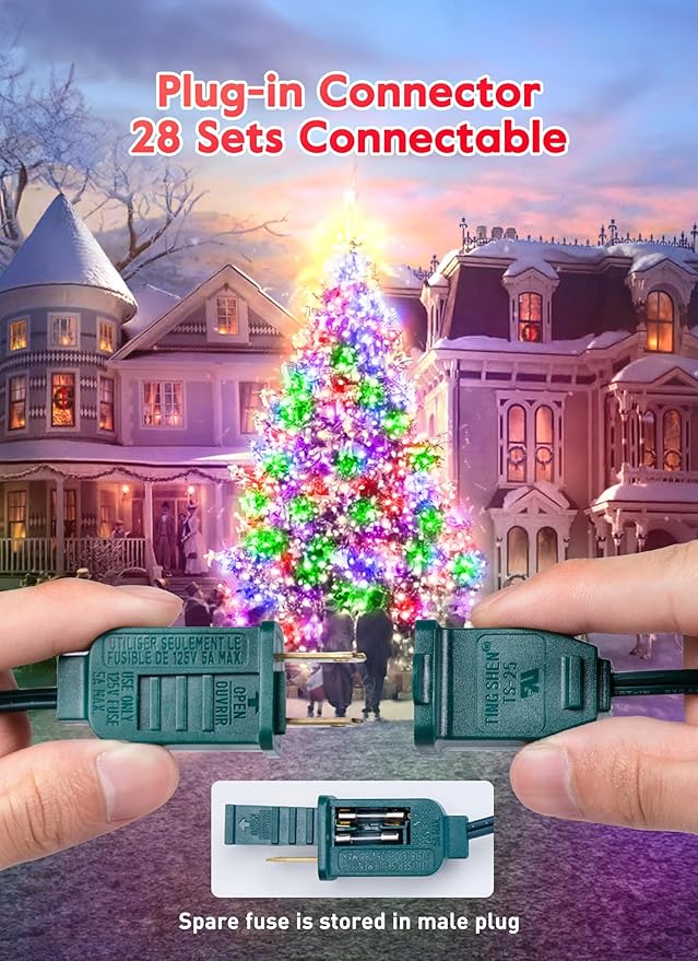 Multicolor C7 LED Christmas String Lights, 25FT C7 Vintage Christmas Lights, Commercial Connectable Christmas Tree Lights for Xmas Holiday Roofline Garden Wedding Decor