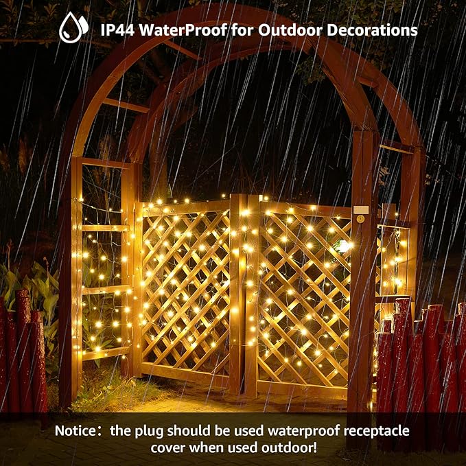 Led Christmas Net Lights Outdoor Christmas Decorations 120Led 6Ftx4Ft Connectable Waterptoof Mesh Net Lights for Trees Bushes Wedding Garden Outdoor Christmas Decorations WarmWhite