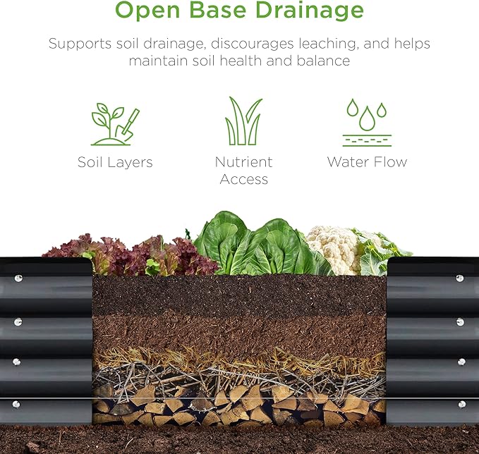 Best Choice Products 8x2x1ft Outdoor Metal Raised Garden Bed, Oval Deep Root Planter Box for Vegetables, Flowers, Herbs, and Succulents w/ 108 Gallon Capacity - Charcoal