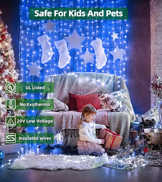 1500 LED Super Long Christmas String Lights, 492FT, Blue, Indoor/Outdoor, LED, Waterproof, Christmas, Holidays