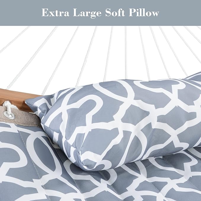 SUNCREAT Hammocks for Outside with Stand, Freestanding Hammock with Frame, 450 lbs Capacity, Grey Pattern