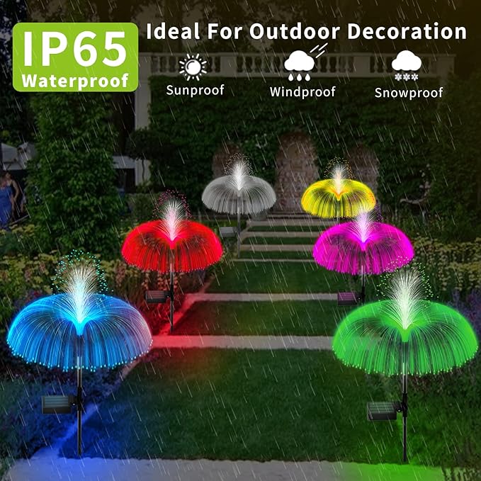 Solar Garden Lights Outdoor Decorative Waterproof, Solar Light for Outside, Yard Lights Solar Flower Decor for Patio Pathway Lawn Party Landscape Decorations, 3 PCS