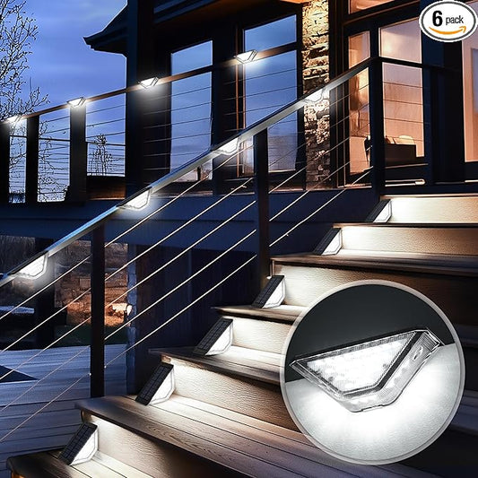 SOLPEX Solar Step Lights Outdoor,Solar Deck Lights for Outside,Two-Sided Stair Lights with 33 LEDs,Waterproof IP65 for Garden,Fence,Deck,Steps,Stair,Porch（2 Pack,Cold White）