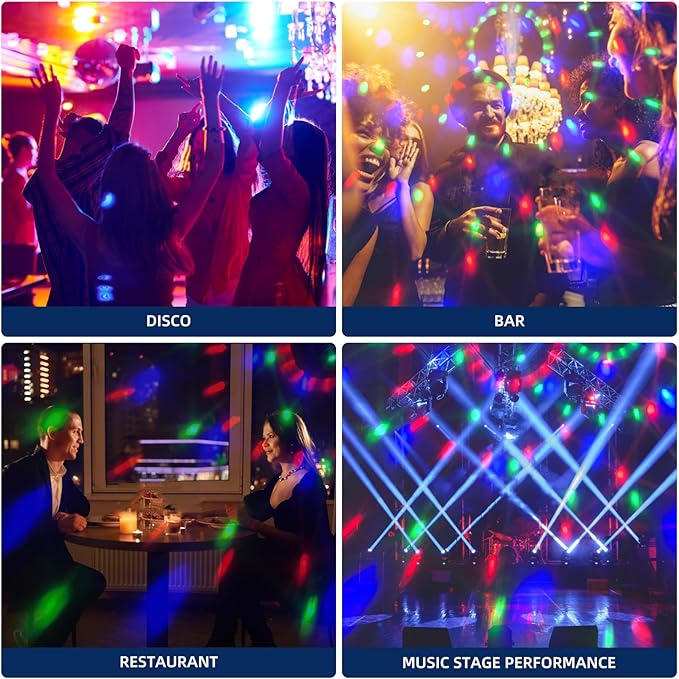 2-Pack DJ Disco Ball, Party Lights Sound Activated with Remote, Strobe Light for Home Room Dance Birthday Party Supplies, Stage Lamp for New Years Birthday Halloween Christmas Decorations