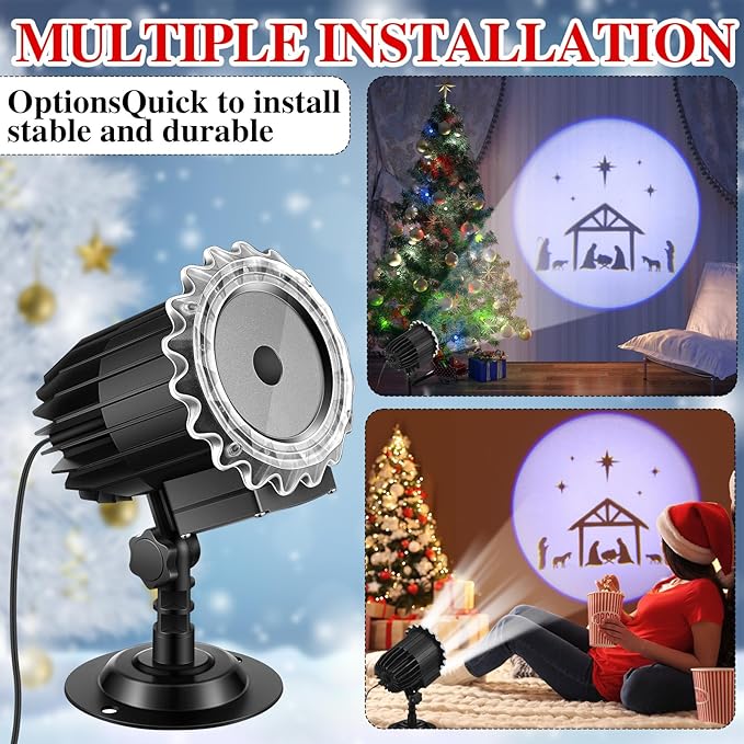 Tuanse Christmas Nativity Outdoor Projector Lights LED Flood Light Holiday with Stars for Xmas Party Garden Landscape Decoration