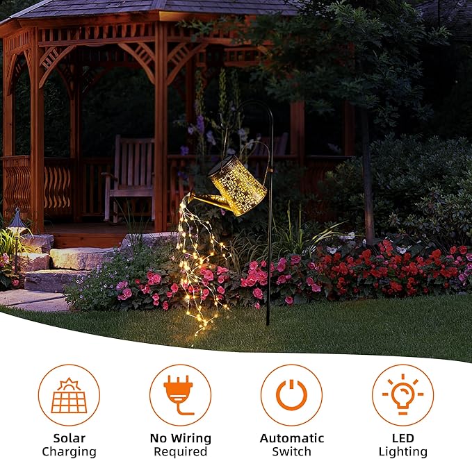 Otdair Solar Watering Can with Lights, Outdoor Garden Decor Waterproof Solar Garden Lights for Outdoor Pathway Yard Lawn Patio Party Decorations Gifts for Mom Grandma Birthday