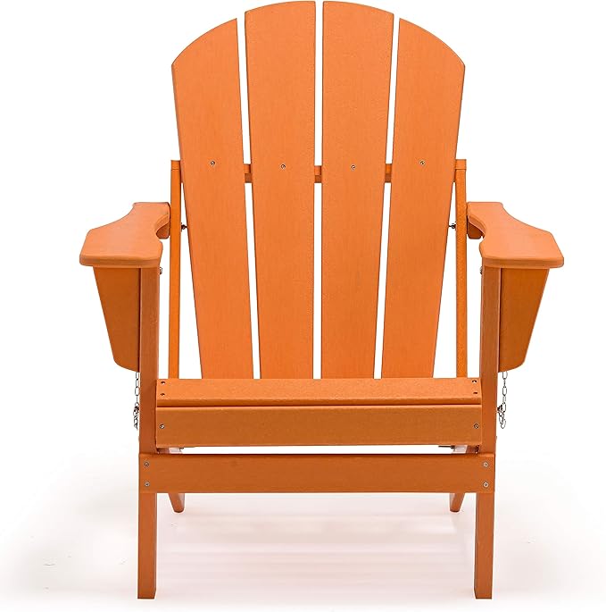 Westin Outdoors Laguna WO Home Outdoor Adirondack Folding Chair Lounger Seat Traditional Retro Home Furniture for Beach, Balcony, Backyard, Lawn, Patio, Pool, Deck, Garden (Orange)