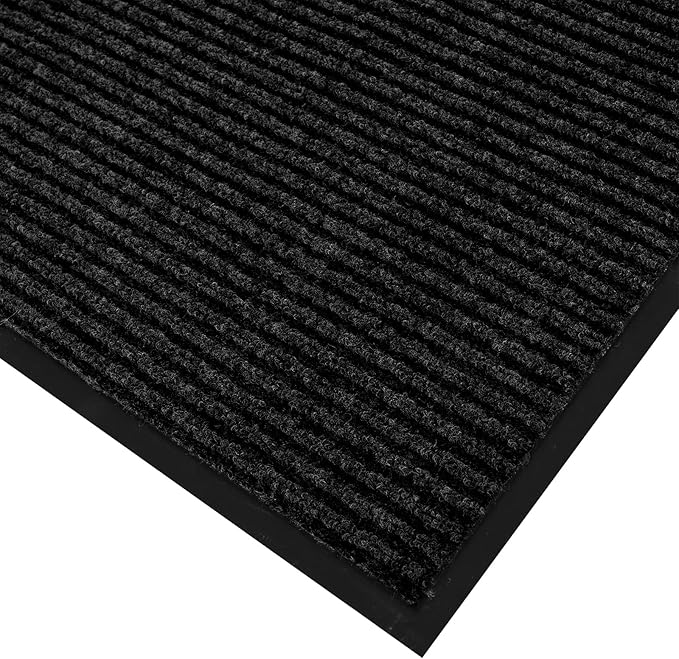 fani Heavy Duty Large Outdoor Indoor Entrance Black Doormat Waterproof Low Profile Entrance Rug Front Door Mat Patio Anti-Skid Rubber Back, 23x35 inch (Black)