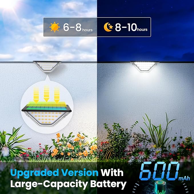 SOLPEX Solar Step Lights Outdoor,Solar Deck Lights for Outside,Two-Sided Stair Lights with 33 LEDs,Waterproof IP65 for Garden,Fence,Deck,Steps,Stair,Porch（10 Pack,Cold White）