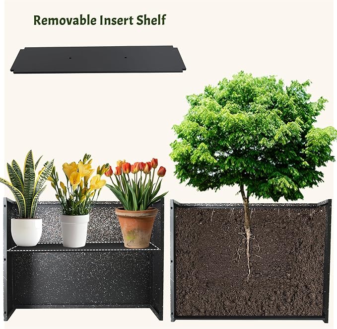 Metal Planter Box Rectangular Planter, 35.5" Lx 10" Wx 28" H Terrazzo Pink Large Planters with Drainage Holes, Galvanized Steel Tall Planters for Patio/Porch