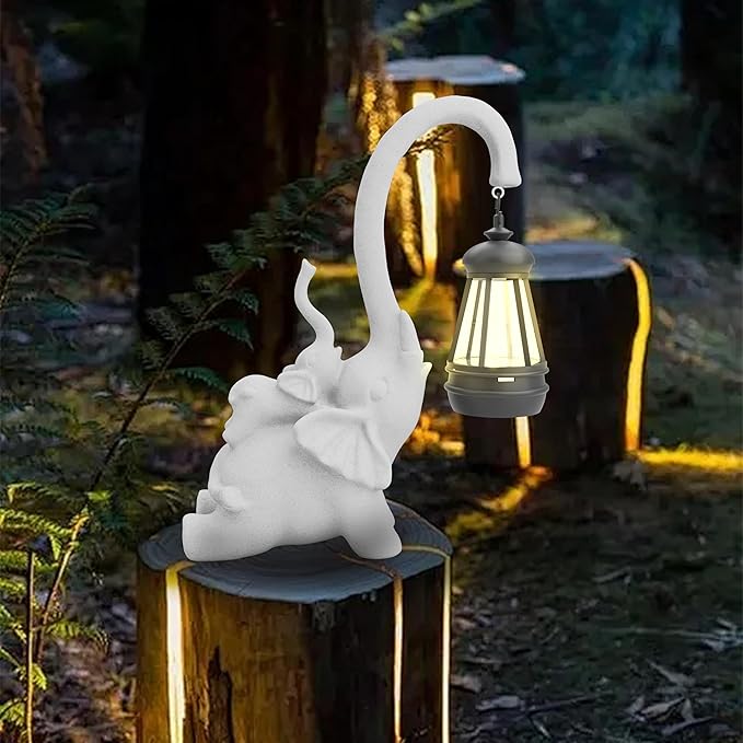 Solar Garden Statue 10 Inch Elephant Decor for Outside Yard Decoration Outdoor Unique Housewarming Gardening Birthday Gifts for Women Grandma