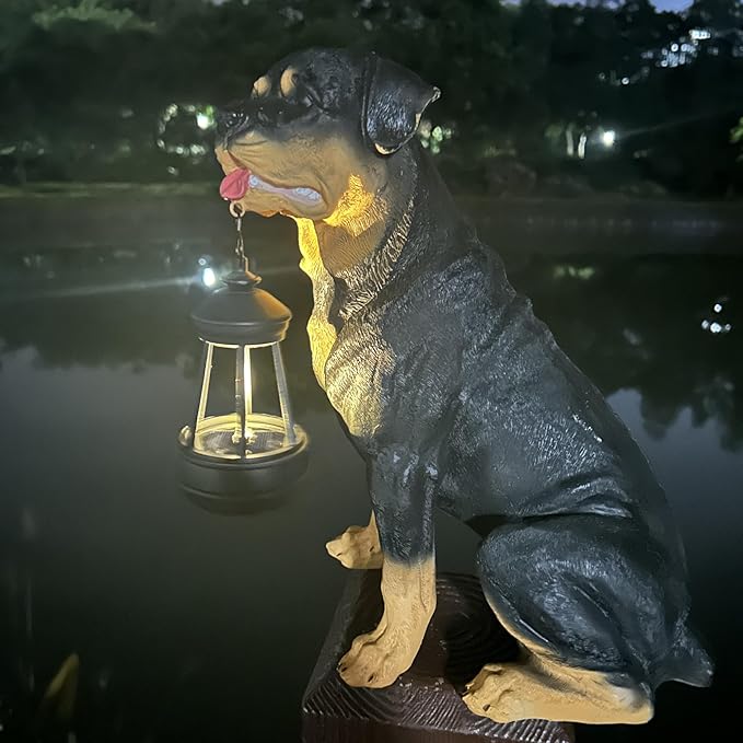 Garden Statues Dog Solar Hanging Light, Courtyard Resin Simulated Handicraft Dog Statue Ornament, Garden Yard Entrance Decoration.