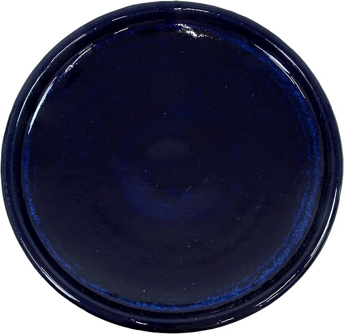 Sunnydaze 21" H Ceramic Bird Bath for Outside - Hand-Painted Outdoor Bird Bath Bowl, UV/Frost-Resistant Finish - Midnight Blue - Ribbed Pedestal
