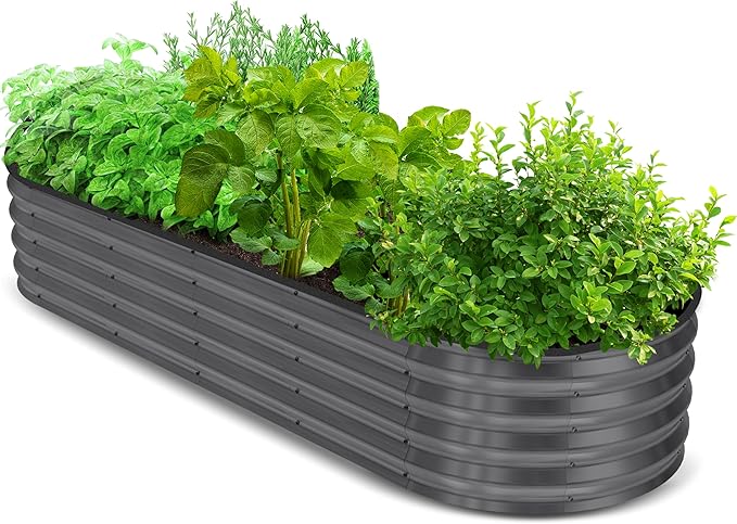 Utopia Home Galvanized Raised Garden Bed, 6 by 2 by 1 feet Lightweight Planter Boxes Outdoor with Easy Assembly, Large Garden Bed for Vegetables, Fruits, Flowers, Dark Grey