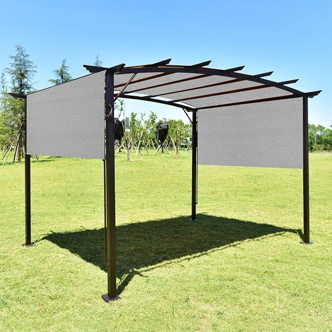Eden's Decor Straight Flat-Edged Sun Shade Sail Rectangular 5' x 12' Grey UV-Blocking Outdoor Canopy Fabric Cloth Awning for Pergola Patio Garden Backyard Custom Size