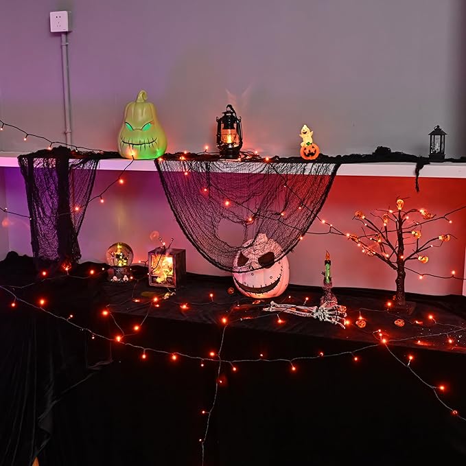 300 LED Halloween Lights, 118FT Waterproof Halloween String Lights, Orange Halloween Lights Outdoor with 8 Lighting Modes for Halloween Outdoor Party Yard Garden Decoration