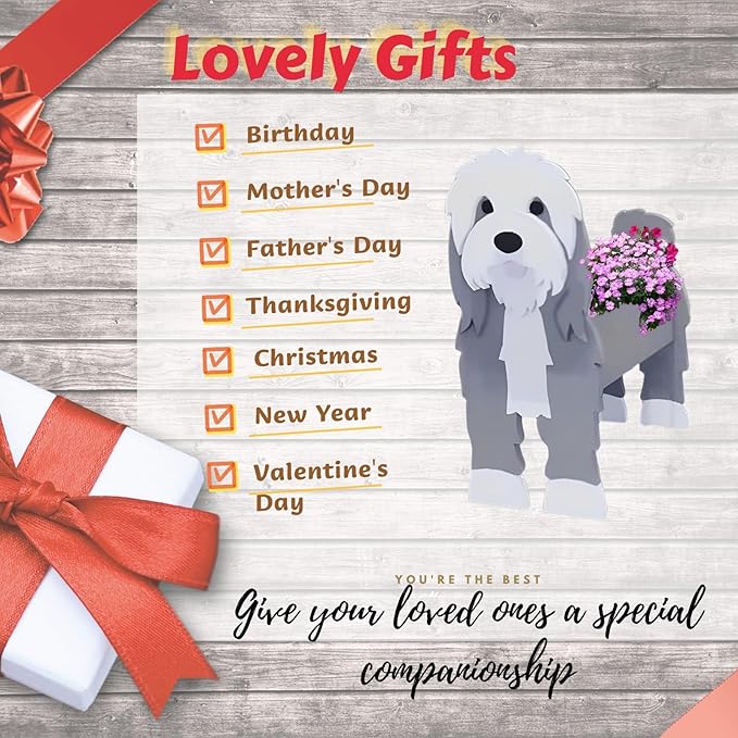 Baba Collie Dog Planter Plant Pots,Cute Garden Dog Flower Planter,Dog Planters Birthday Gifts for Women,Office,Indoor/Outdoor Decor（9.45in*5.98 * 13.54in）