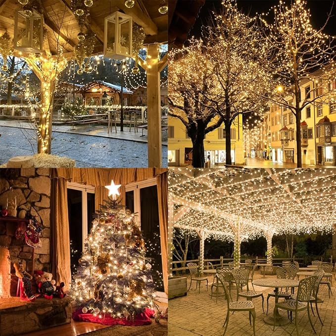 Fairy Lights Plug in,66FT 400 LEDs Waterproof String Lights,Twinkle Light with Remote for Outdoor Indoor Christmas Wedding Birthday Garden Party Decorations,2 Inch Space,Warm White