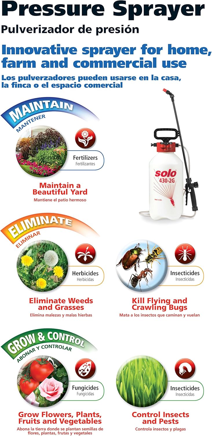 Solo 430-2G 2-Gallon Farm and Garden Sprayer with Nozzle Tips for Multiple Spraying Needs