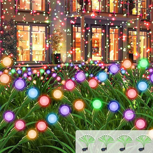 ZGWJ Solar Garden Lights, New Upgraded Solar Swaying Light, Solar Outdoor Lights Firefly Lights for Patio Pathway Outdoor Decor (Colorful, 4 Pack)