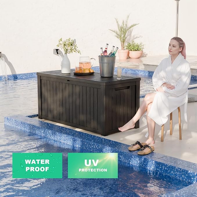 180 Gallon Outdoor Storage Box – Waterproof Deck Box for Garden & Patio,Black