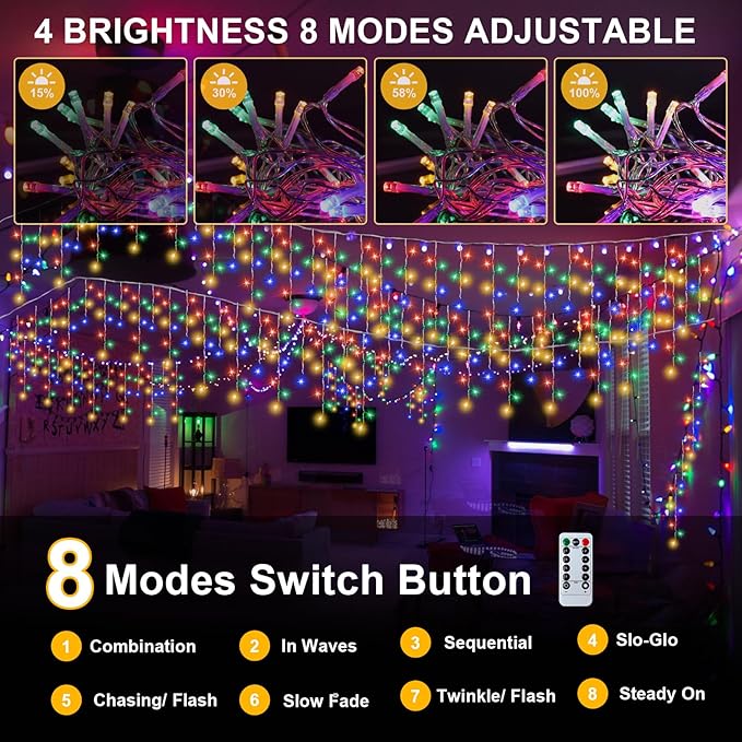 PEMOTech 432-LED 32.8FT DIY Decorative Lights with Remote & 8 Modes，Plug in Connectable Fairy Lights Timer for for Wedding, Storefront Decoration, Easter, Garden Parties & Waterproof Spring Nights