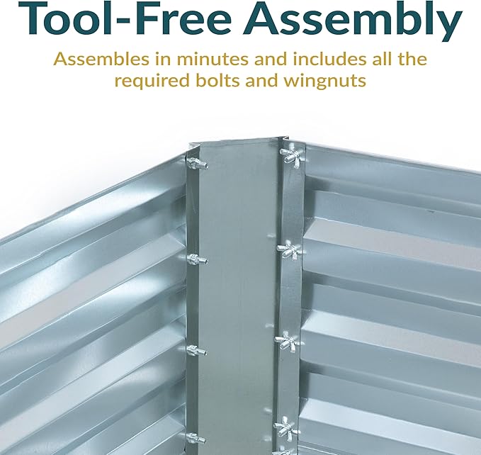 Sunnydaze Galvanized Raised Garden Bed - Metal Raised Bed for Gardening - Outdoor Planter Box for Flowers, Plants, and Vegetables - Silver - 47" W x 23" D x 24" H Rectangle