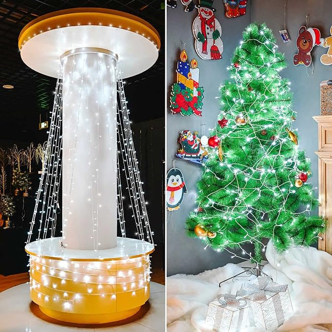 Outdoor Christmas String Lights, 800LED 330FT White Fairy Lights, 8 Mode Plug in Waterproof Indoor Outdoor Decor Lights for Bedroom Christmas Thanksgiving Wedding Party Garden Yard Tree