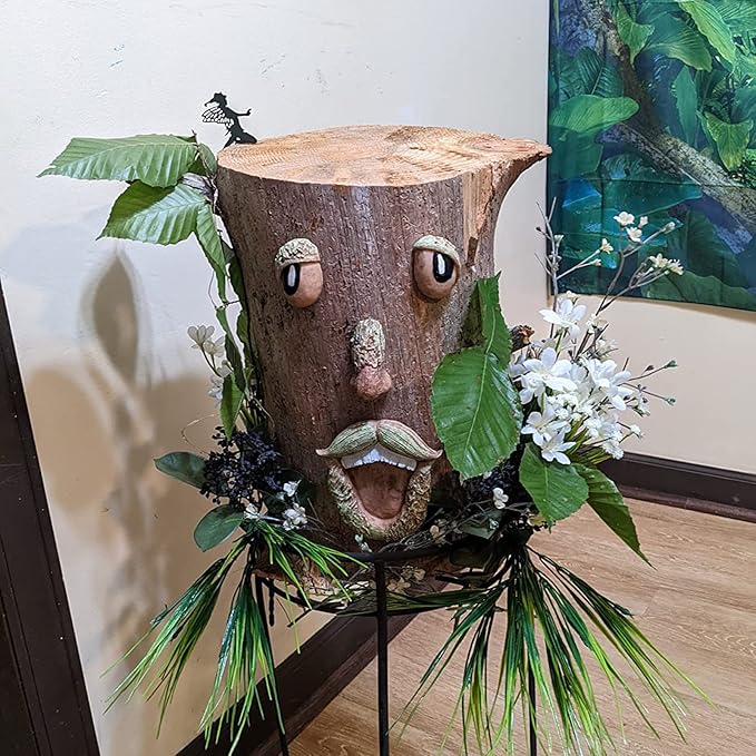 4 Pack Tree Faces Decor Outdoor with 20 Screws, Tree Face Outdoor Statues Old Man Tree Hugger Bark Ghost Yard Art Garden Decoration, Tree Decorations Outdoor for Halloween Easter