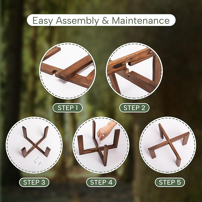 HPC DECOR 2 Pack Wood Plant Stand-Mid Century Modern Planter Stands-Wooden Flower Pot Stands Riser,Low Short Plant Stands Indoor-Modern Minimalist Wooden Stool for Plant Pot Holder, Fit 5-15 Inch Pot.