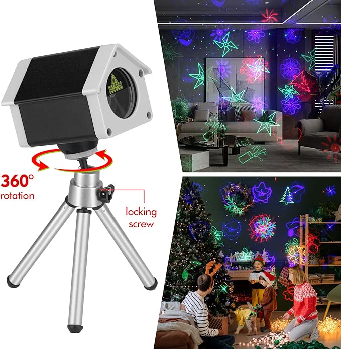 Christmas Laser Projector Lights, Outdoor Laser Projection 30 Patterns, Landscape Projector Spotlights for Indoor, Outdoor, Home, Garden
