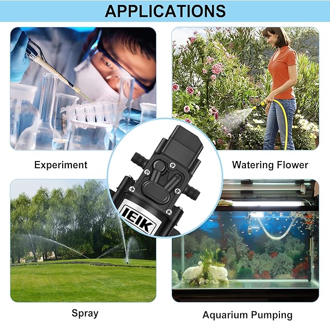 12 Volt Diaphragm Pump 5LPM 1.35 GPM 116PSI Self Priming Sprayer Pump 12V DC Fresh Water Diaphragm Pressure Pump for RV Camper Marine Boat Lawn (60W)