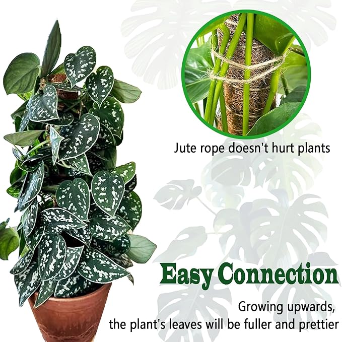 4 Pack 18 Inch Moss Pole, Stackable Moss Poles for Climbing Plants Monstera, Tall Plant Sticks Accessories, Large Coir Plant Support Stakes for Potted Plants Indoor, Pothos, Philodendron
