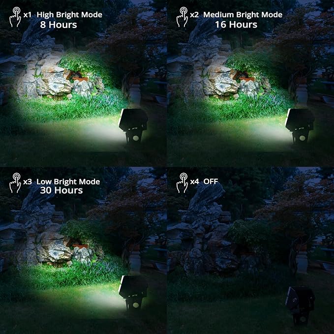 Solar Spot Lights Outdoor Waterproof IP65 Landscape Spotlights with Metal Stake 42ft Cable 3-in-1 Cool White Auto On/Off Dusk to Dawn Uplights for Flag Pole Trees Garden Yard Landscape Downlight