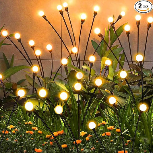 Solar Firefly Lights 16 LED Swaying Outdoor Waterproof Decorative Lights for Yard Patio Pathway Lawn Decorations (2 Pack, 8 Heads)