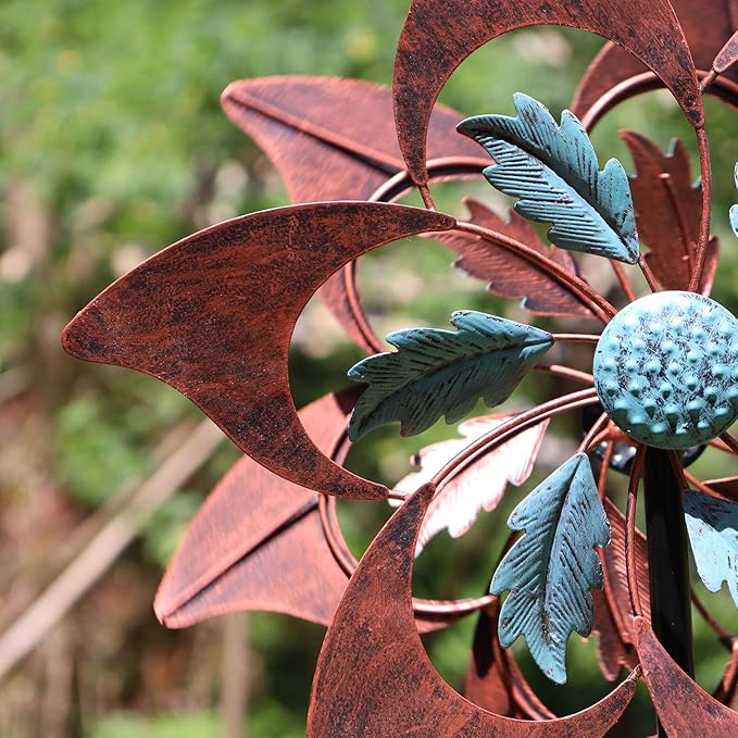 360 Degrees Metal Swivel Classical Two-Color Windmill Wind Spinner for Patio Lawn Outdoor Yard Lawn Garden