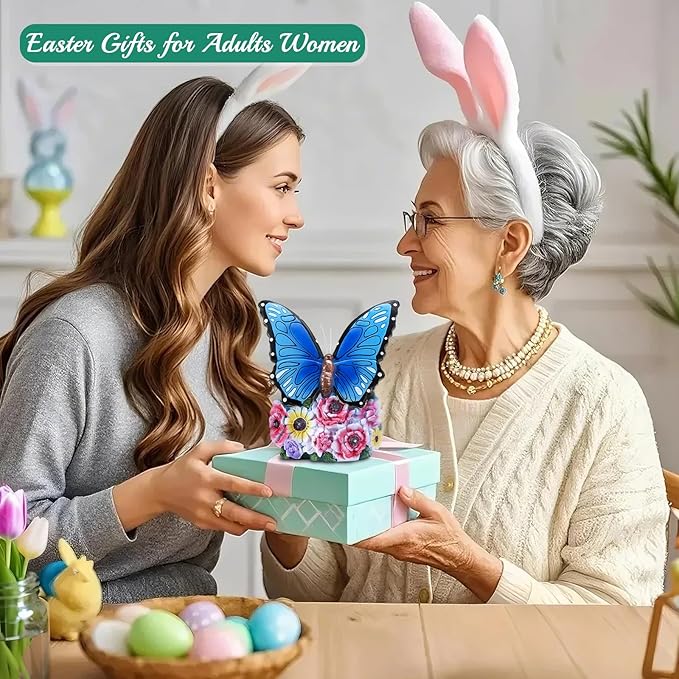 Linkax Solar Lights Outdoor LED Figurine Garden Decor for Outside Patio Yard Home, Easter Mothers Day Birthday Gifts for Women Mom Grandma Wife Daughter, A Bundle of Turtle and Butterfly Statues