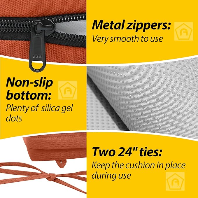 AAAAAcessories Outdoor Seat Cushions for Chairs, Waterproof, Fade-Resistant Patio Furniture Replacement Cushions, 19" x 19" x 3", Set of 2, Rust