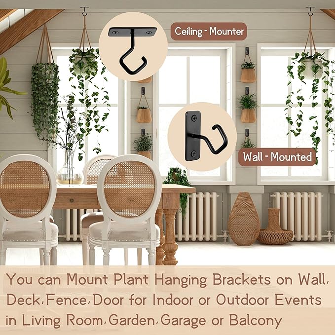 AJART Ceiling Hooks for Hanging Plants: Iron Plant Hanger for Wall Mount - 4 Pack/2.5 Inch Ceiling Hook for Indoor Use