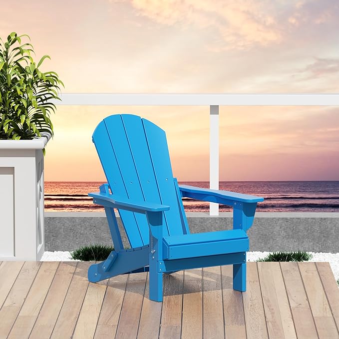 Westin Outdoors Laguna WO Home Outdoor Adirondack Folding Chair Lounger Seat Traditional Retro Home Furniture for Beach, Balcony, Backyard, Lawn, Patio, Pool, Deck, Garden (Pacific Blue)