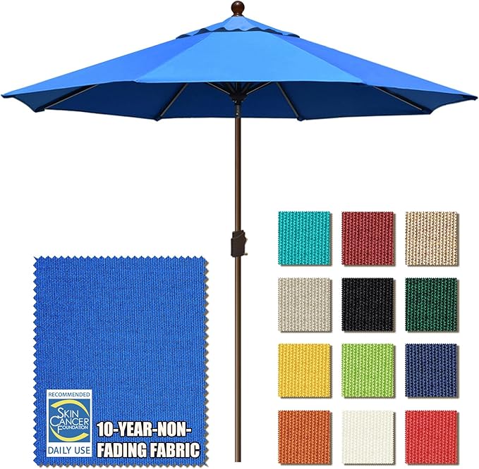 EliteShade USA 10-Year-Non-Fading 10Ft Market Umbrella Patio Umbrella Outdoor Table Umbrella with Ventilation, Royal Blue