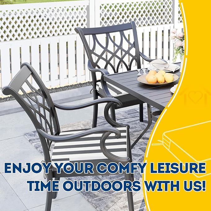 AAAAAcessories Outdoor Seat Cushions for Chairs, Waterproof, Fade-Resistant Patio Furniture Replacement Cushions, 21" x 21" x 4", Set of 2, Gray Cabana Stripe