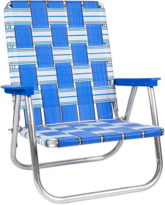 Lawn Chair USA Folding Aluminum Outdoor Patio Lawn Chair | Heavy-Duty Webbed Chairs for Camping, Sports, Beach, Yard & Tailgating | Lightweight Portable | High Back Beach Chair - Beach Sands