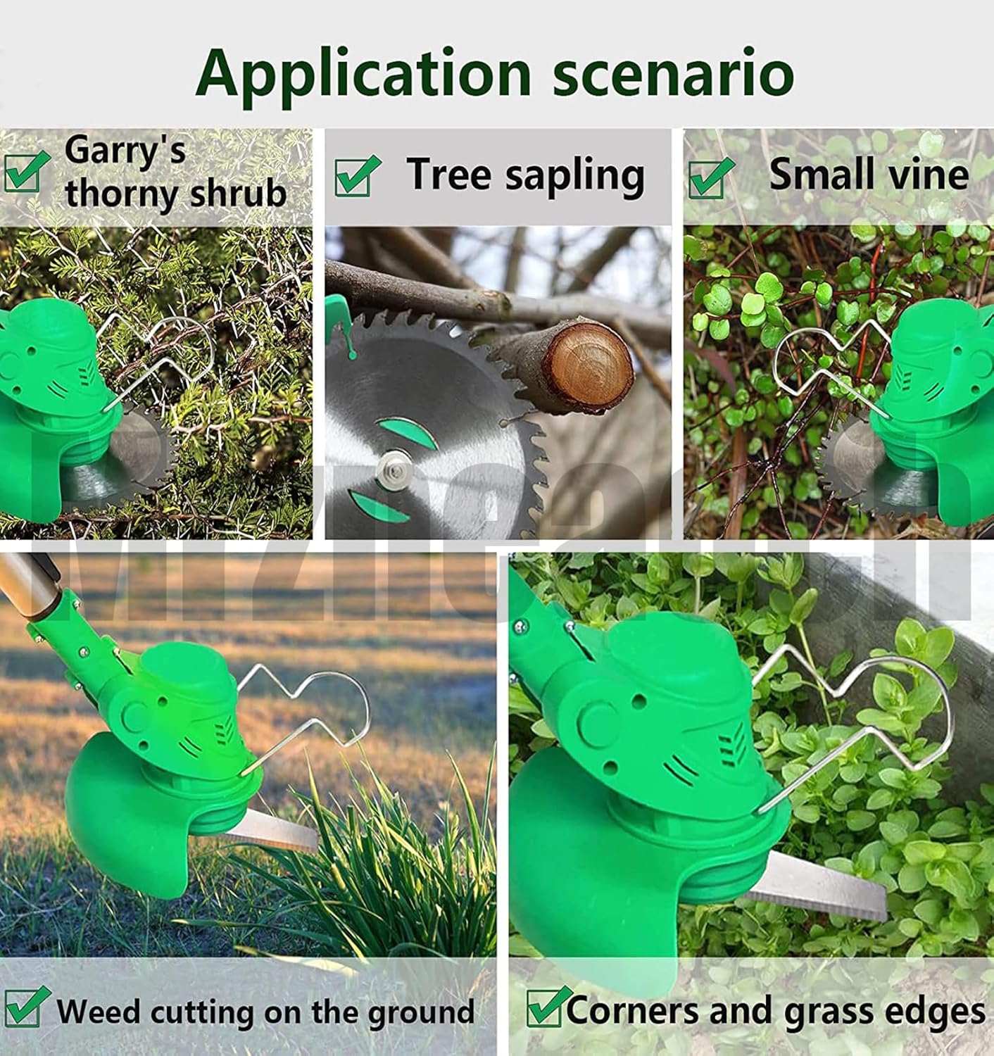 24V Electric Weed Wacker, Electric Cordless Weed Wacker Grass Trimmer Cordless with 2Pcs 2.0Ah Battery and Fast Charger, 10x Nylon Cutting Disc, 2 Types of Metal Cutting Disc